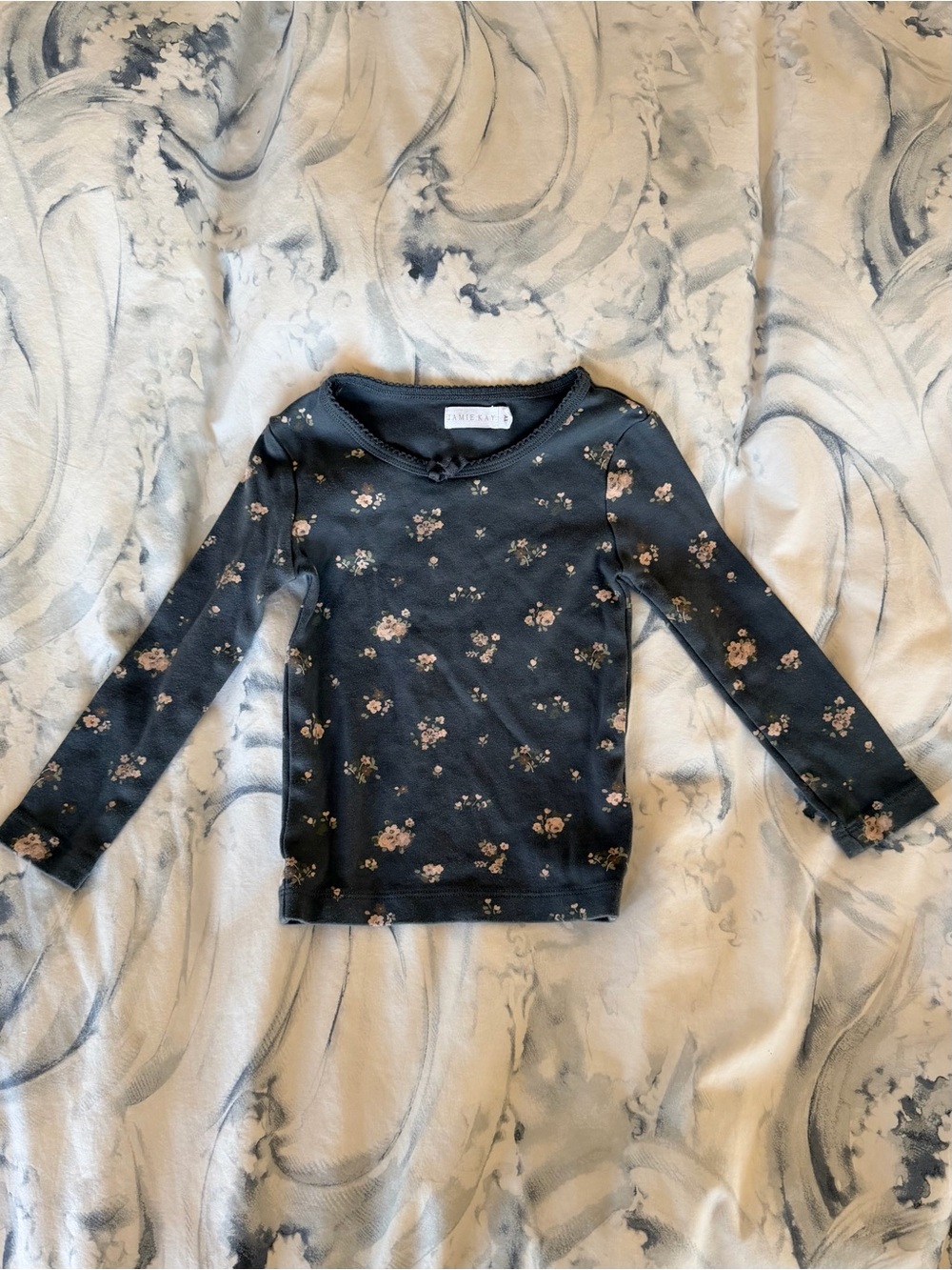 Jamie Kay Gray and Pink Floral Print Long-Sleeve 1 YR
